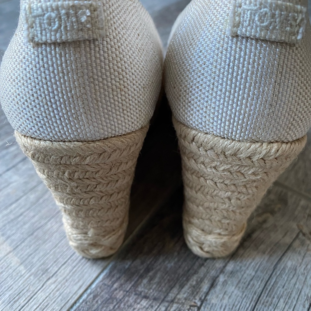 Toms cream linen Wedge Espadrilles - Picture 6 of 8